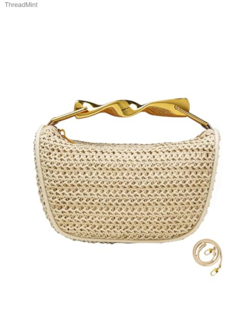 Women's Straw Crossbody Bag - Woven Summer Handbag with 2 Straps